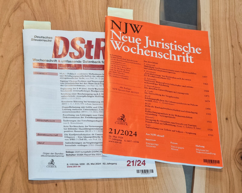 Finanztipps für Juristen von Juristen in NJW und DStR