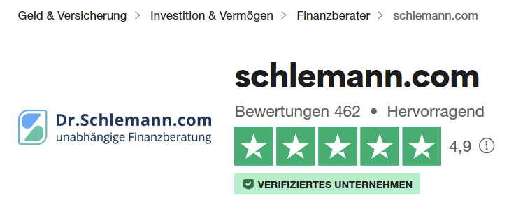 Trustpilot Kundenbewertungen Dr. Schlemann unabhängige Finanzberatung