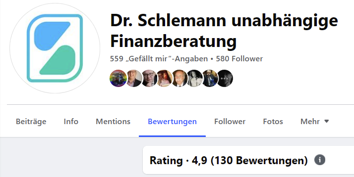 Facebook Kundenbewertungen Dr. Schlemann unabhängige Finanzberatung