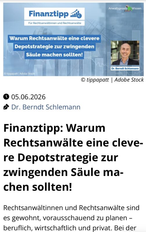 Presse und Medienberichte Anwaltspraxis Magazin Depot