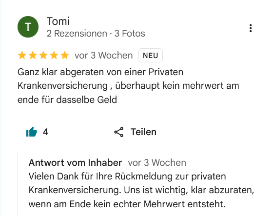 Manchmal raten wir vom Wechsel in die PKV auch ab.